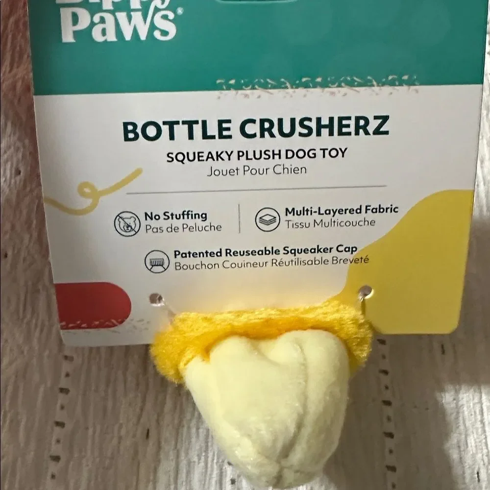 Zippy Paws Red Yellow Crusherz Chowlula Hot Sauce Plush Crinkle Dog Toy
